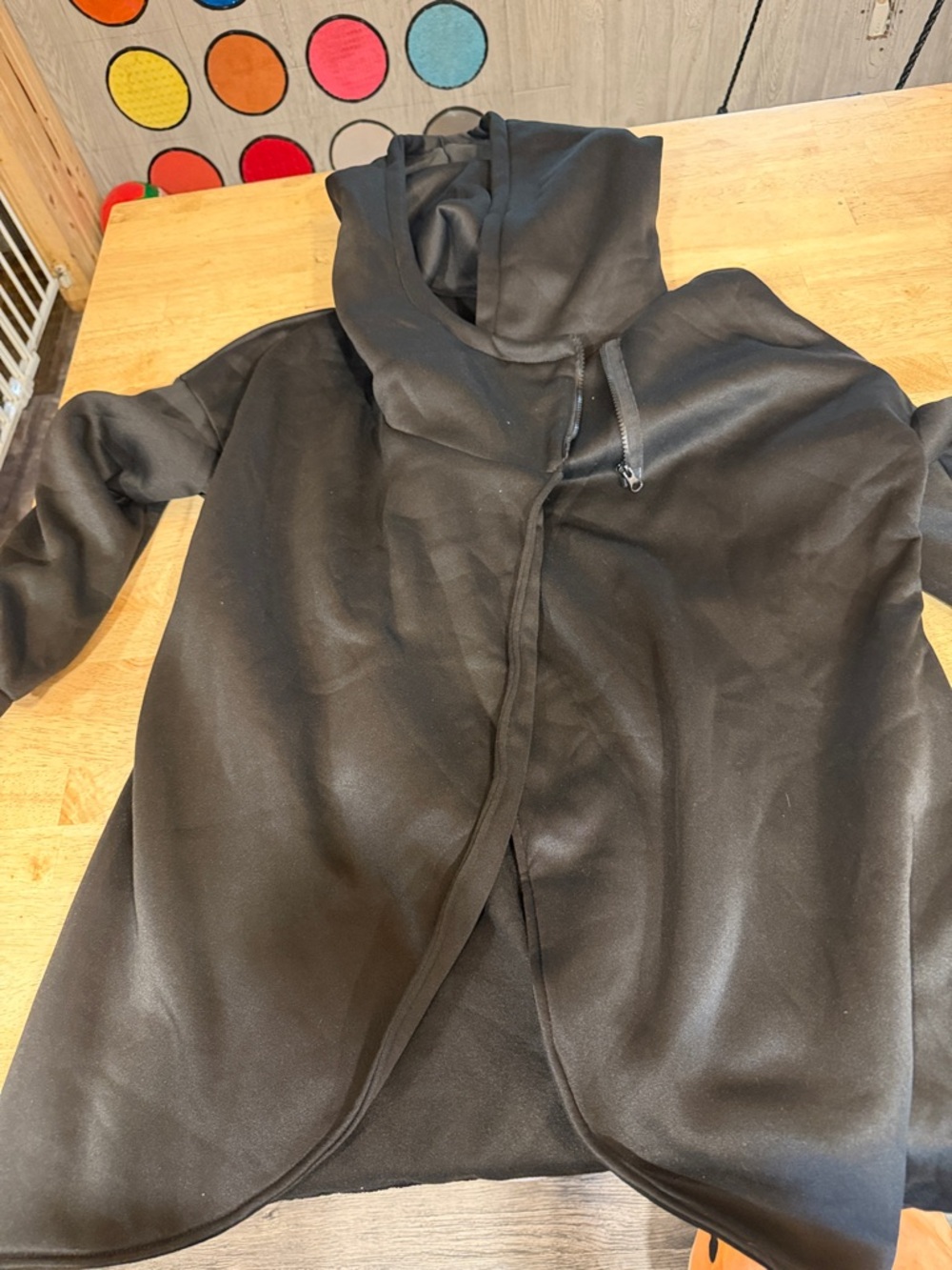 Black Hooded Open-Front Jacket(6)